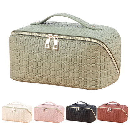 Unisex All Seasons Pu Leather Solid Color Classic Style Zipper Cosmetic Bag