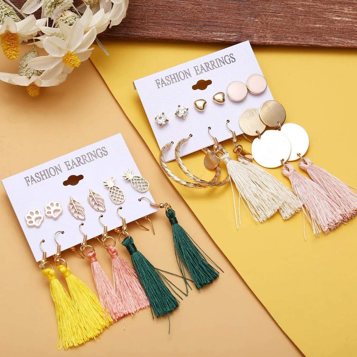 Unisex Alloy Inlaid Zircon  Tassel Flower Earrings Nhpj122597