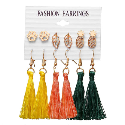 Unisex Alloy Inlaid Zircon  Tassel Flower Earrings Nhpj122597