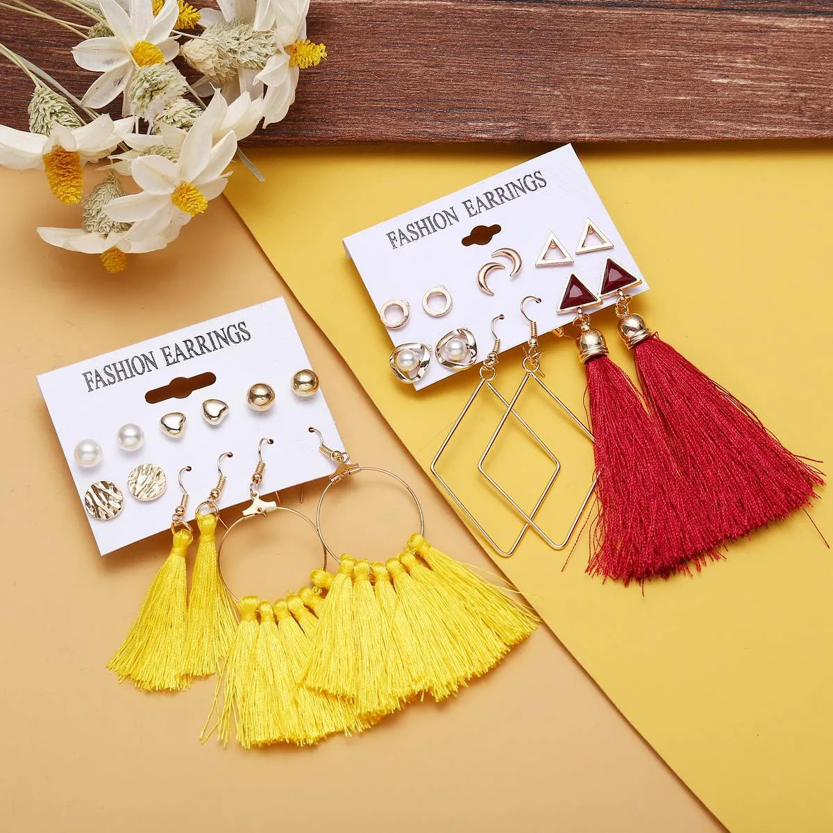 Unisex Alloy Inlaid Zircon  Tassel Flower Earrings Nhpj122597