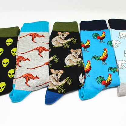 Unisex Cartoon Style Animal Fruit Nylon Cotton Crew Socks A Pair