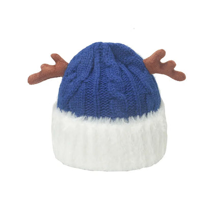 Unisex Cartoon Style Cute Antlers Eaveless Wool Cap