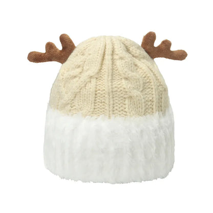 Unisex Cartoon Style Cute Antlers Eaveless Wool Cap