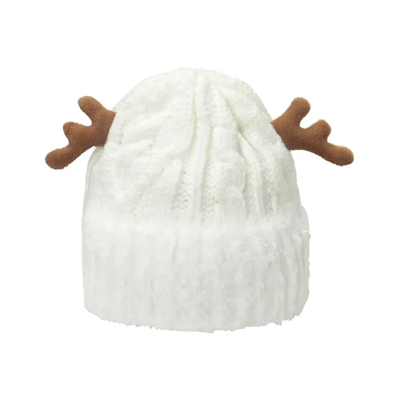 Unisex Cartoon Style Cute Antlers Eaveless Wool Cap