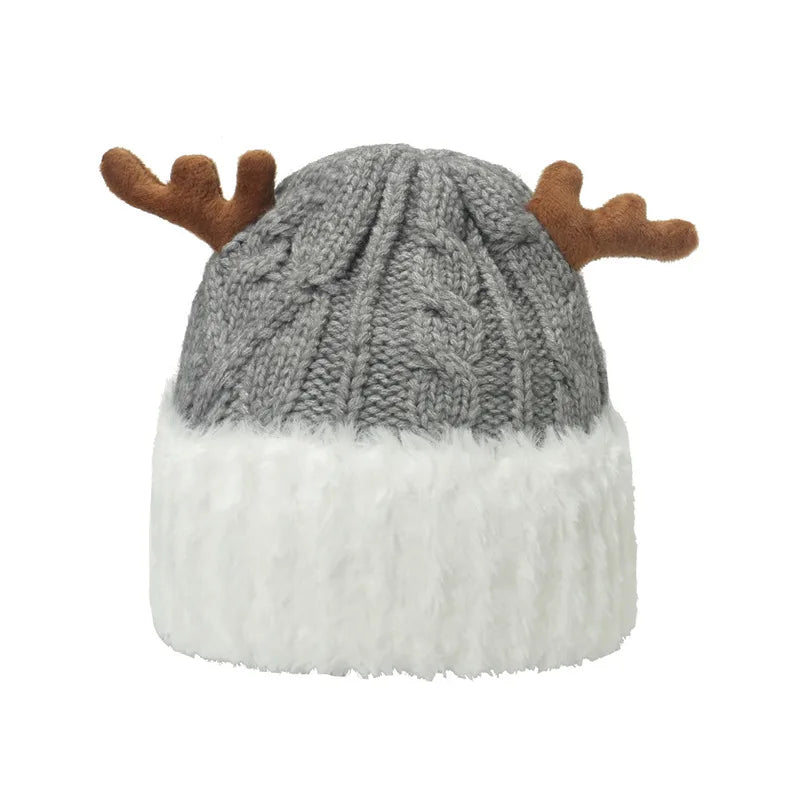 Unisex Cartoon Style Cute Antlers Eaveless Wool Cap