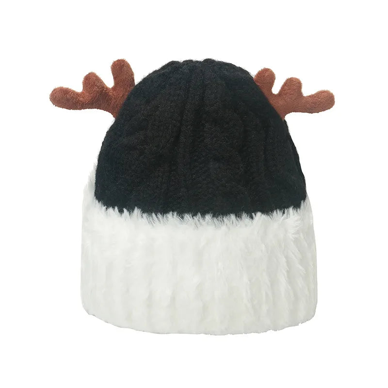 Unisex Cartoon Style Cute Antlers Eaveless Wool Cap