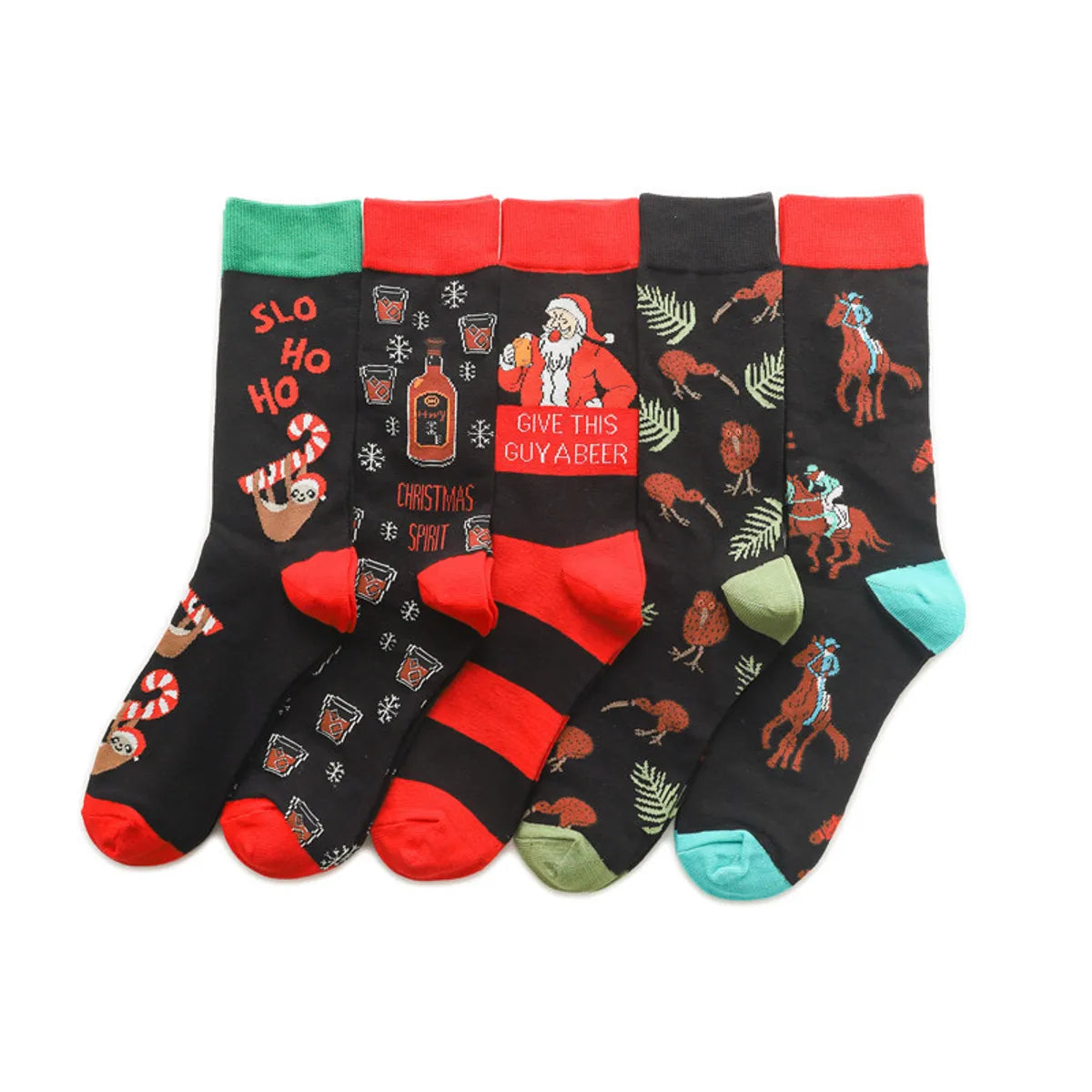 Unisex Cartoon Style Santa Claus Cotton Crew Socks A Pair