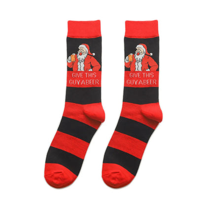 Unisex Cartoon Style Santa Claus Cotton Crew Socks A Pair