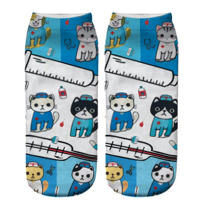 Unisex Casual Cartoon Cotton Crew Socks A Pair