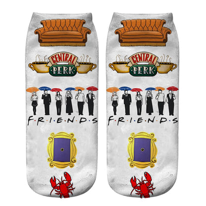 Unisex Casual Cartoon Cotton Crew Socks A Pair