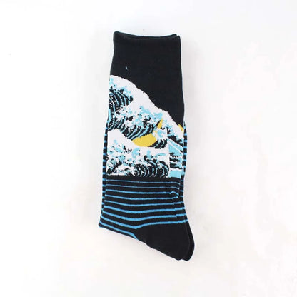 Unisex Casual Cartoon Nylon Cotton Printing Crew Socks A Pair