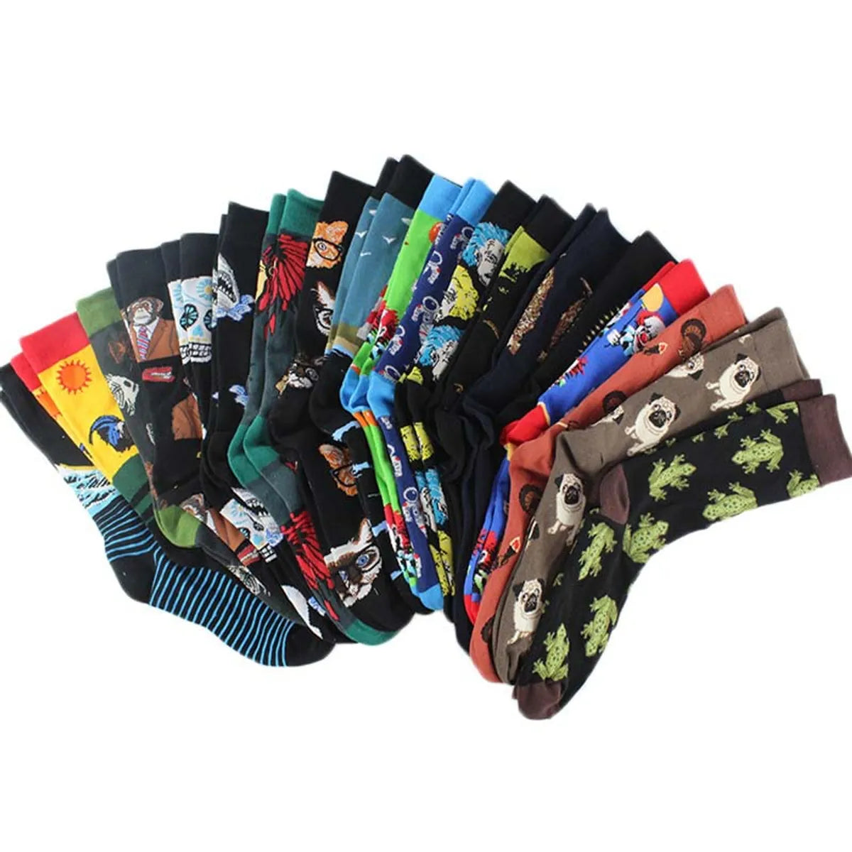 Unisex Casual Cartoon Nylon Cotton Printing Crew Socks A Pair