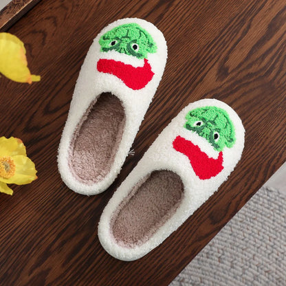 Unisex Casual Cartoon Round Toe Plush Slippers