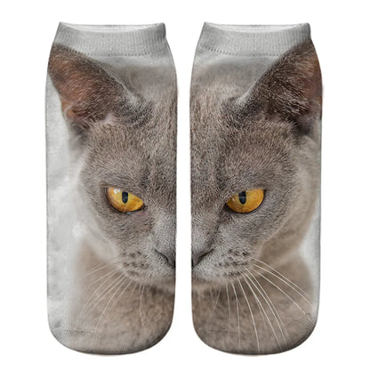 Unisex Casual Cute Cat Polyester Cotton Printing Crew Socks A Pair