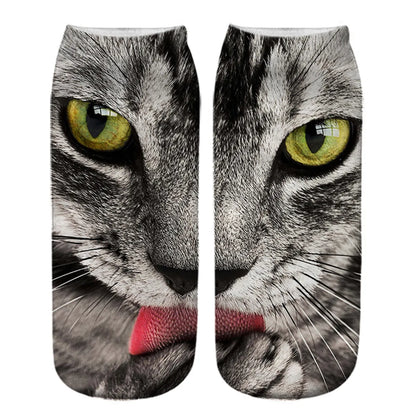 Unisex Casual Cute Cat Polyester Cotton Printing Crew Socks A Pair