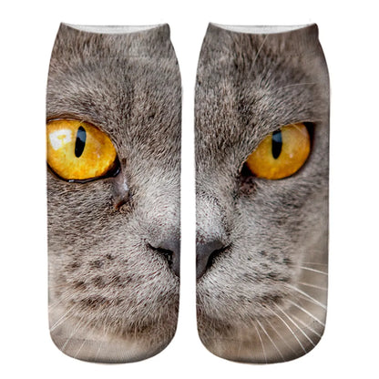 Unisex Casual Cute Cat Polyester Cotton Printing Crew Socks A Pair