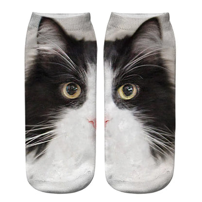 Unisex Casual Cute Cat Polyester Cotton Printing Crew Socks A Pair