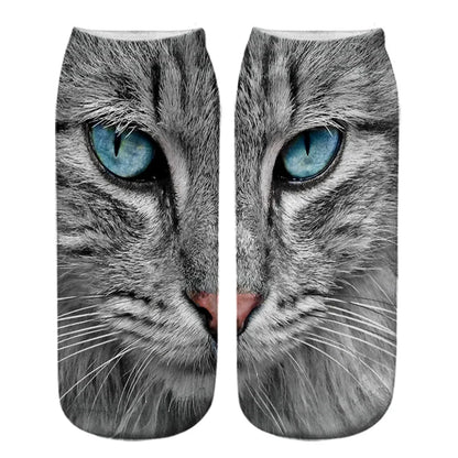 Unisex Casual Cute Cat Polyester Cotton Printing Crew Socks A Pair