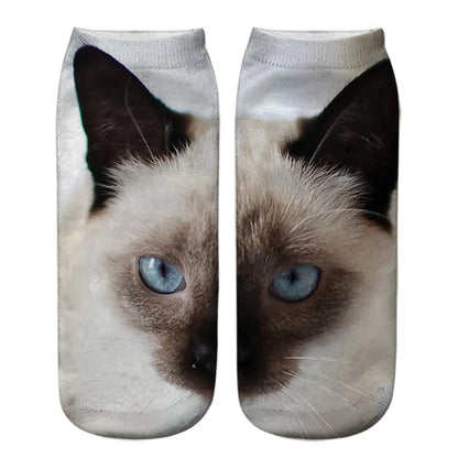 Unisex Casual Cute Cat Polyester Cotton Printing Crew Socks A Pair