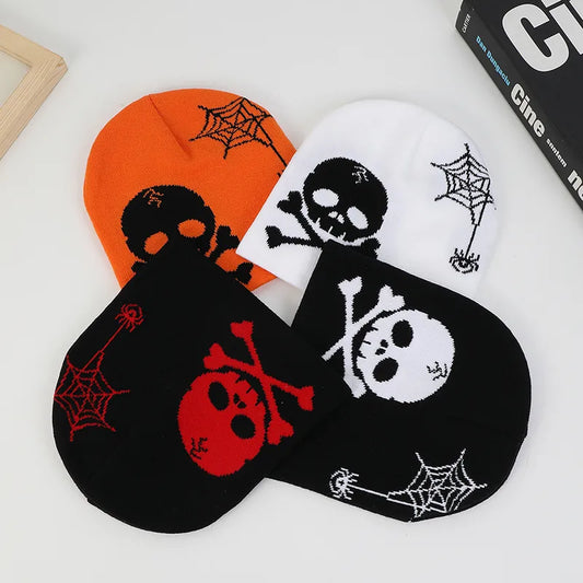 Unisex Casual Funny Commute Skull Eaveless Beanie Hat