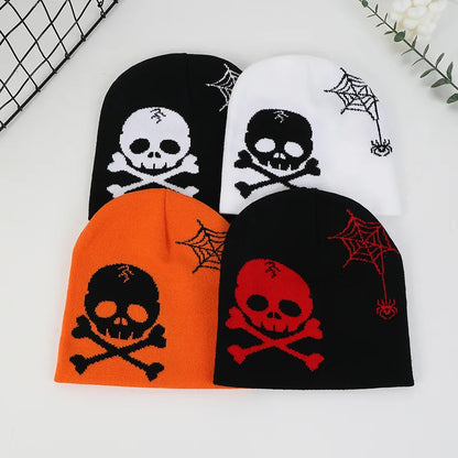 Unisex Casual Funny Commute Skull Eaveless Beanie Hat