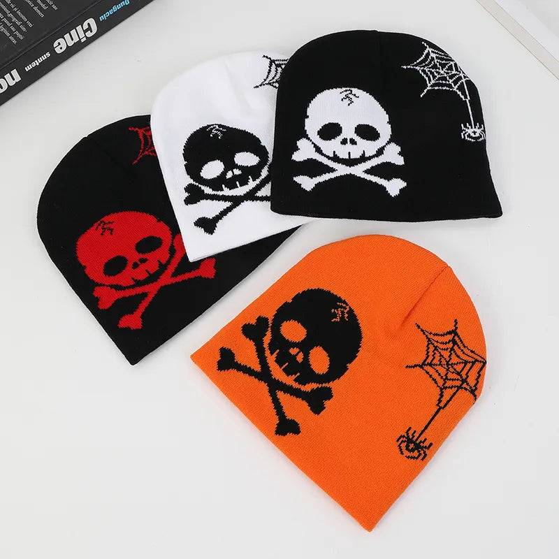 Unisex Casual Funny Commute Skull Eaveless Beanie Hat