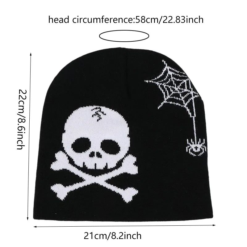 Unisex Casual Funny Commute Skull Eaveless Beanie Hat