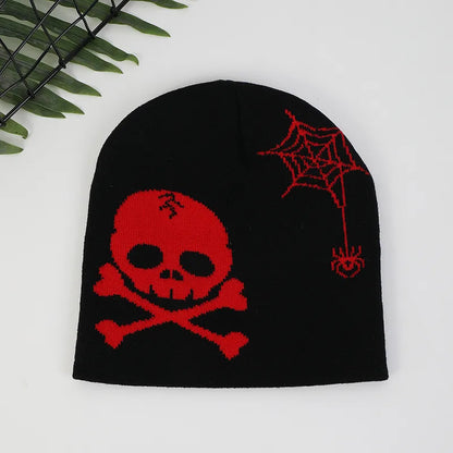 Unisex Casual Funny Commute Skull Eaveless Beanie Hat