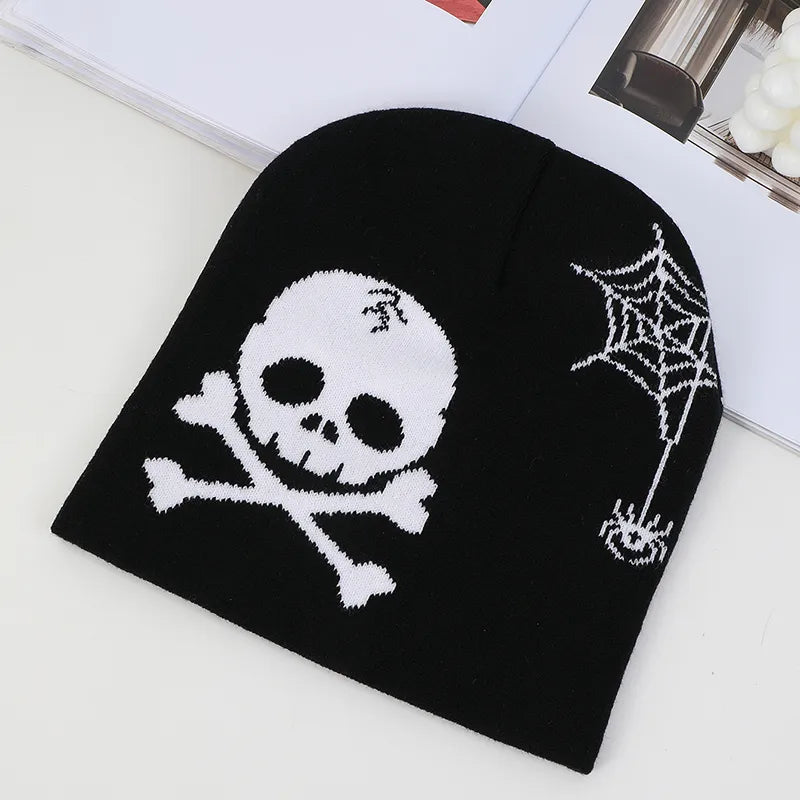 Unisex Casual Funny Commute Skull Eaveless Beanie Hat