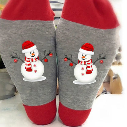 Unisex Casual Letter Snowman Cotton Crew Socks