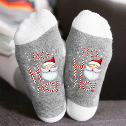 Unisex Casual Letter Snowman Cotton Crew Socks