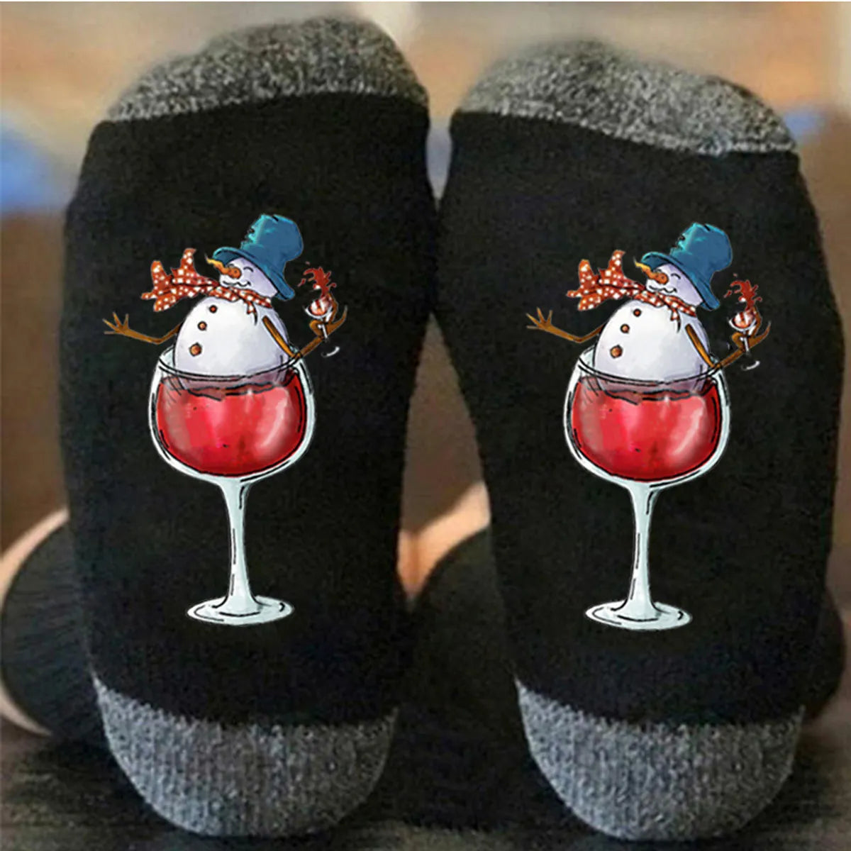 Unisex Casual Letter Snowman Cotton Crew Socks