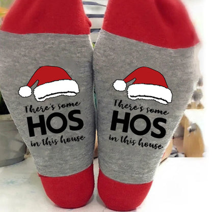 Unisex Casual Letter Snowman Cotton Crew Socks