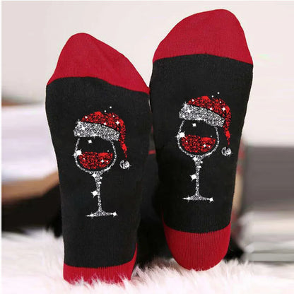 Unisex Casual Letter Snowman Cotton Crew Socks