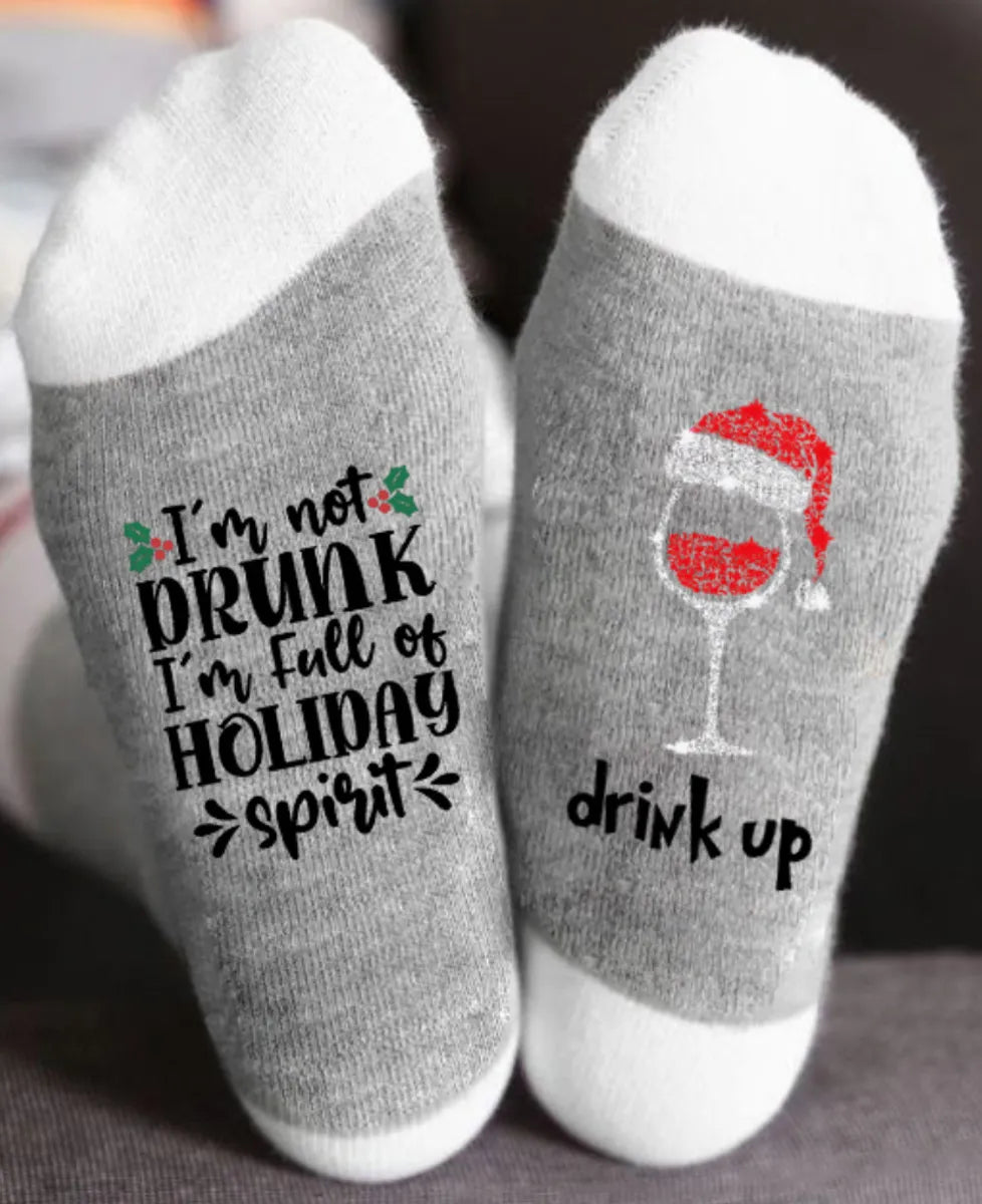 Unisex Casual Letter Snowman Cotton Crew Socks