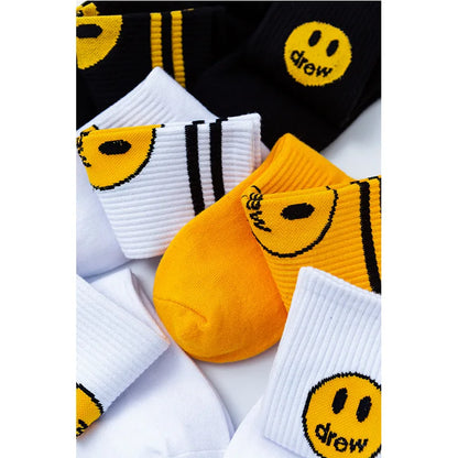 Unisex Casual Smile Face Nylon Cotton Crew Socks A Pair