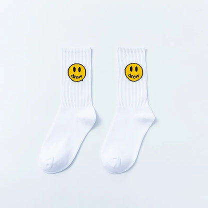 Unisex Casual Smile Face Nylon Cotton Crew Socks A Pair