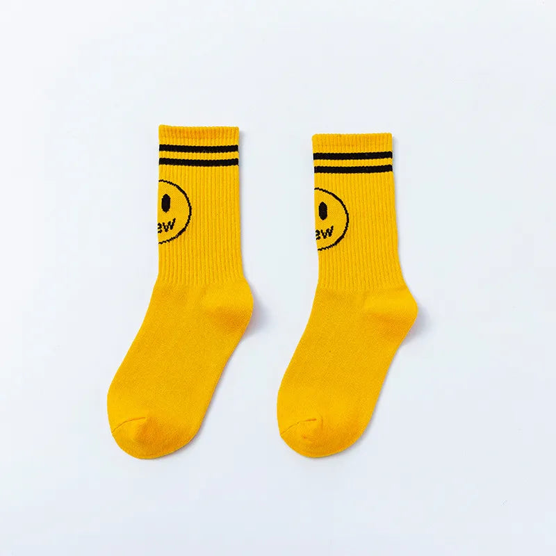 Unisex Casual Smile Face Nylon Cotton Crew Socks A Pair