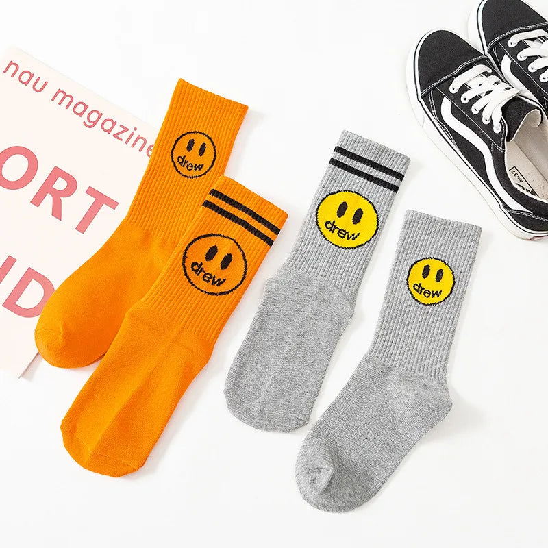 Unisex Casual Smile Face Nylon Cotton Crew Socks A Pair