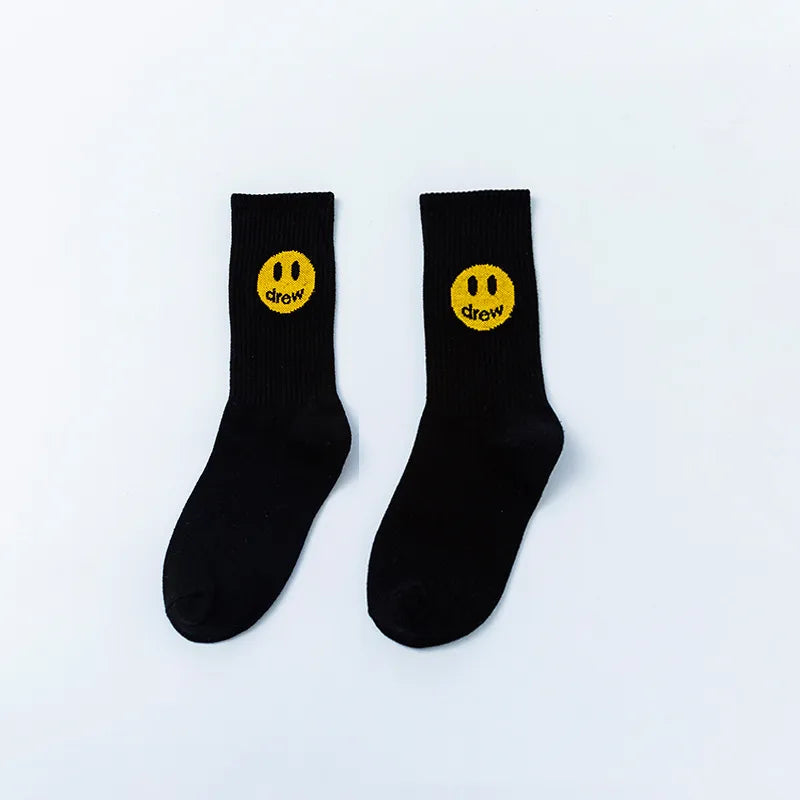 Unisex Casual Smile Face Nylon Cotton Crew Socks A Pair