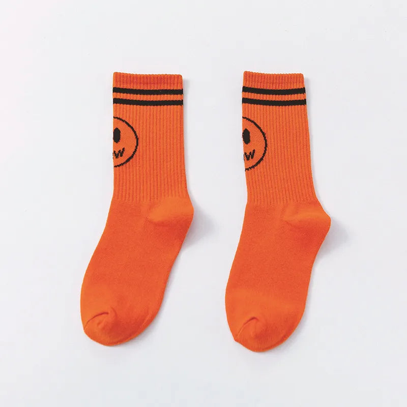 Unisex Casual Smile Face Nylon Cotton Crew Socks A Pair