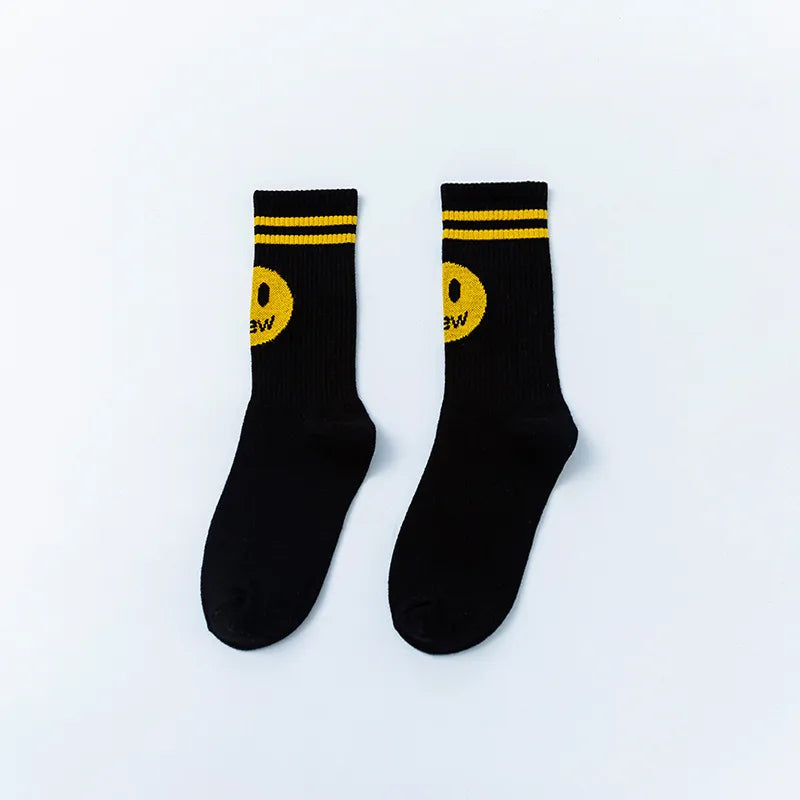 Unisex Casual Smile Face Nylon Cotton Crew Socks A Pair