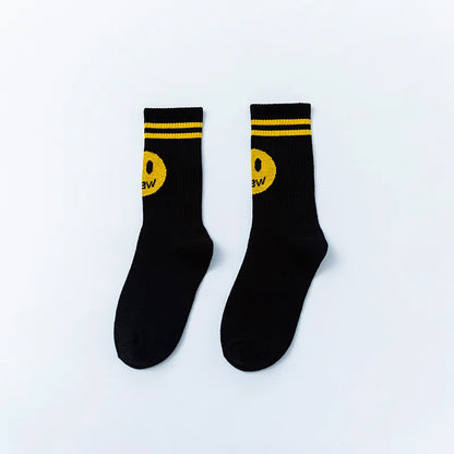 Unisex Casual Smile Face Nylon Cotton Crew Socks A Pair