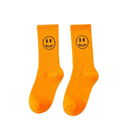 Unisex Casual Smile Face Nylon Cotton Crew Socks A Pair