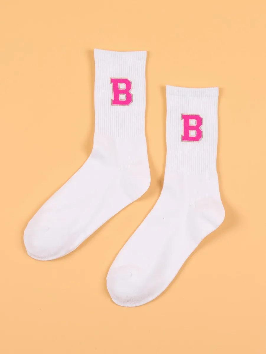 Unisex Casual Sports Letter Cotton Crew Socks A Pair