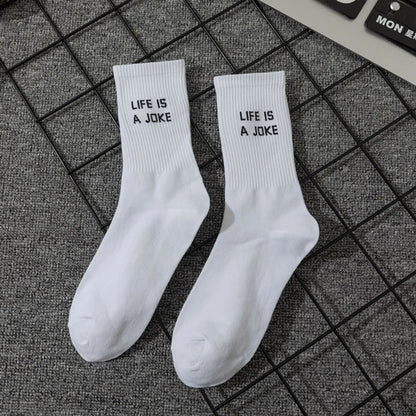 Unisex Casual Sports Letter Cotton Crew Socks A Pair