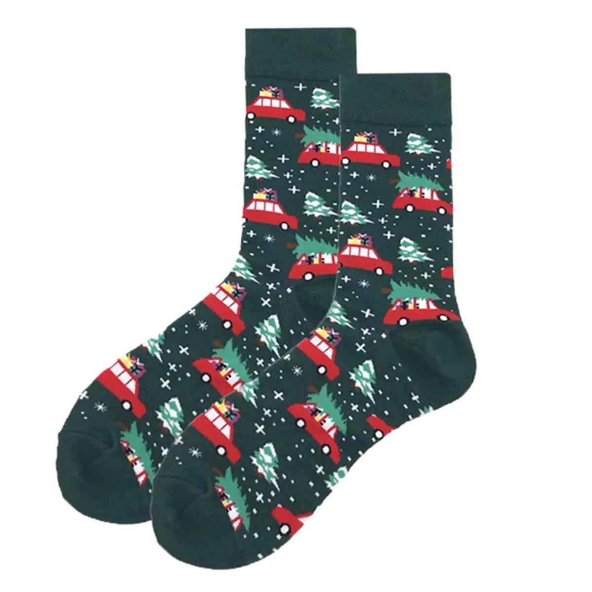 Unisex Christmas Cartoon Cotton Crew Socks A Pair