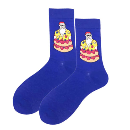 Unisex Christmas Cartoon Cotton Crew Socks A Pair