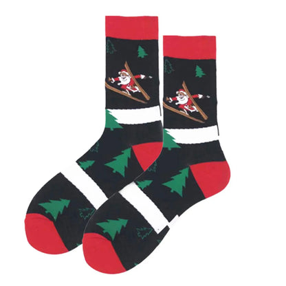 Unisex Christmas Cartoon Cotton Crew Socks A Pair