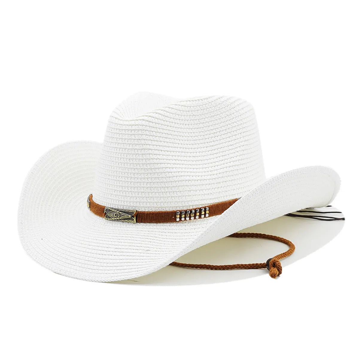 Unisex Cowboy Style Solid Color Curved Eaves Straw Hat